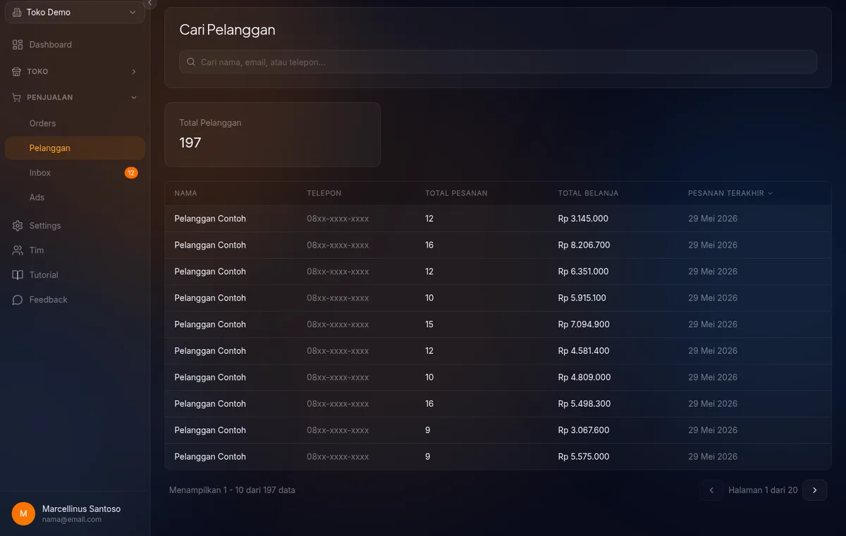 form edit catatan internal pelanggan